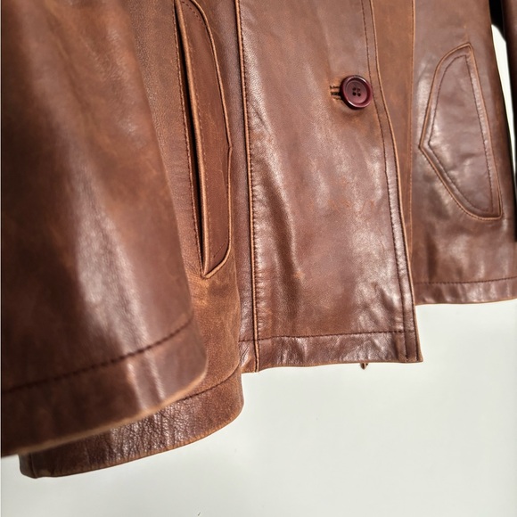 Classic Brown Leather Coat in size small - Picture 3 of 9